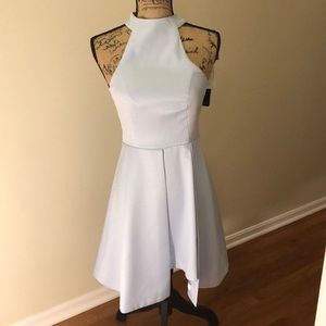 Powder blue SHILLA cocktail dress, lined.